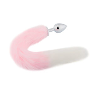 Plug queue de renard metal rose et blanc