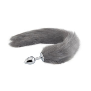 Plug gris metal avec queue de renard